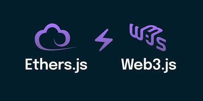 Web.js vs Ethers.js with its logo and electricity sign at middle to denote versus